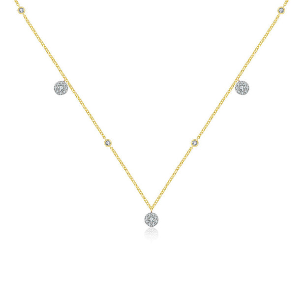 18k Gold Round Shape Diamond Necklace / Choker - Genevieve Collection