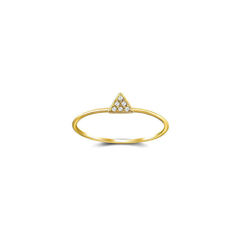 18k Gold Small Triangle Shape Pave Diamond Ring - Genevieve Collection