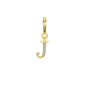 18k Gold Letter "J" Diamond Charms - Genevieve Collection