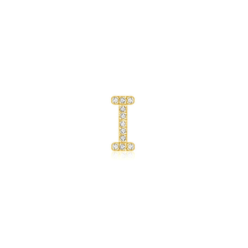 18k Gold Initial Letter "I" Diamond Pendant - Genevieve Collection