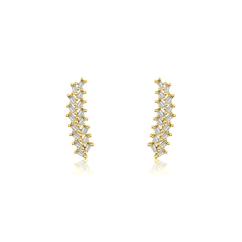 18k Gold Arrow Shape with Rectangle Diamond Earring - Genevieve Collection