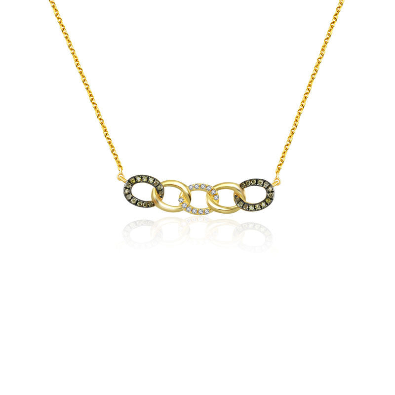 18k Gold Chain Shape Diamond Necklace With Black Plating - Genevieve Collection