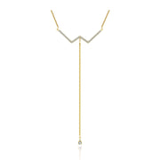 18k Gold W Shape Dangling Diamond Necklace - Genevieve Collection
