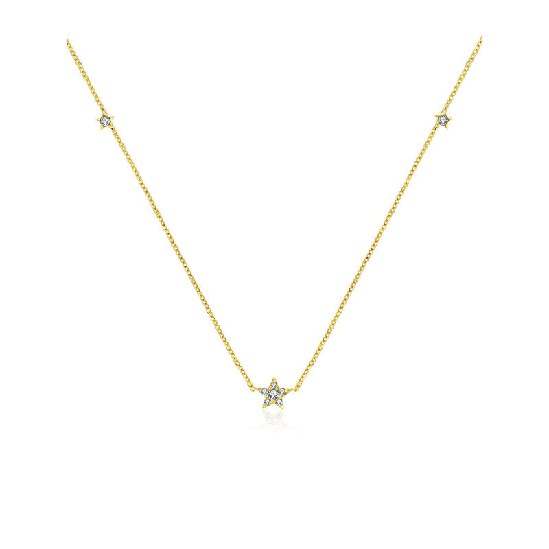 18k Gold Triple Star Shape Diamond Necklace / Choker - Genevieve Collection