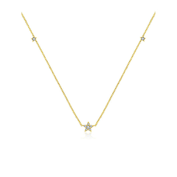 18k Gold Triple Star Shape Diamond Necklace / Choker - Genevieve Collection
