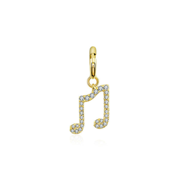 18k Gold Double Eighth Note Sign Diamond Charms - Genevieve Collection