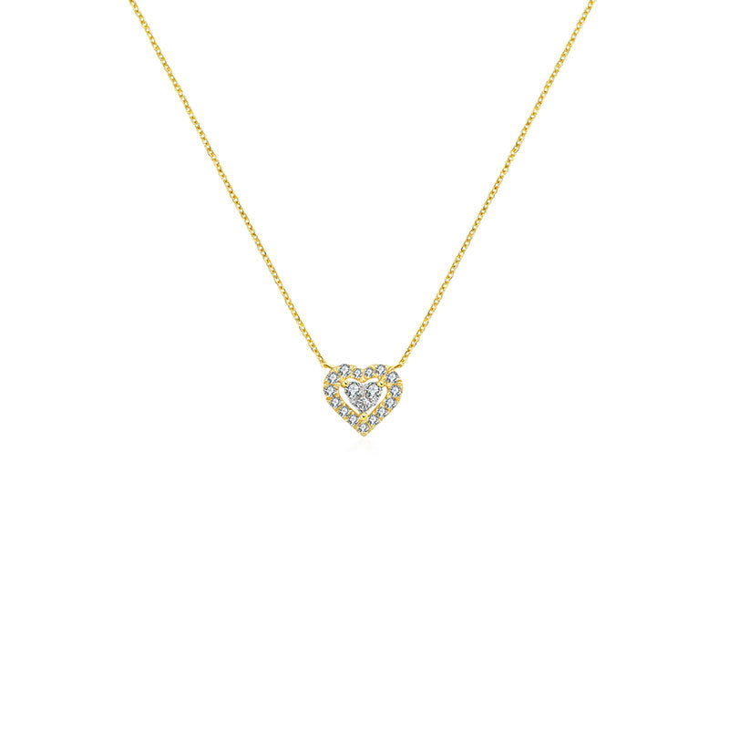 18k Gold Heart Shape Diamond Necklace - Genevieve Collection