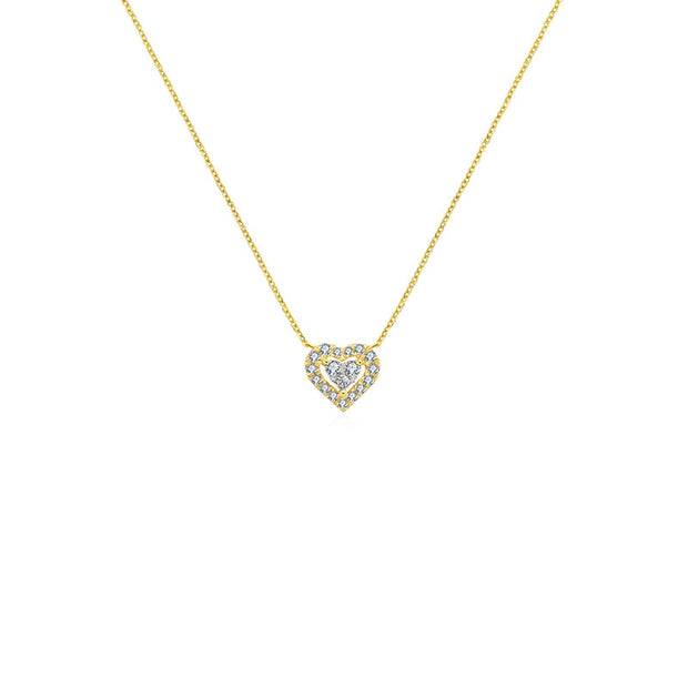 18k Gold Heart Shape Diamond Necklace - Genevieve Collection