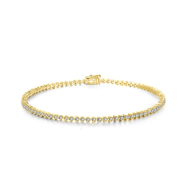 18k Gold White Diamond All The Way Bracelet - Genevieve Collection