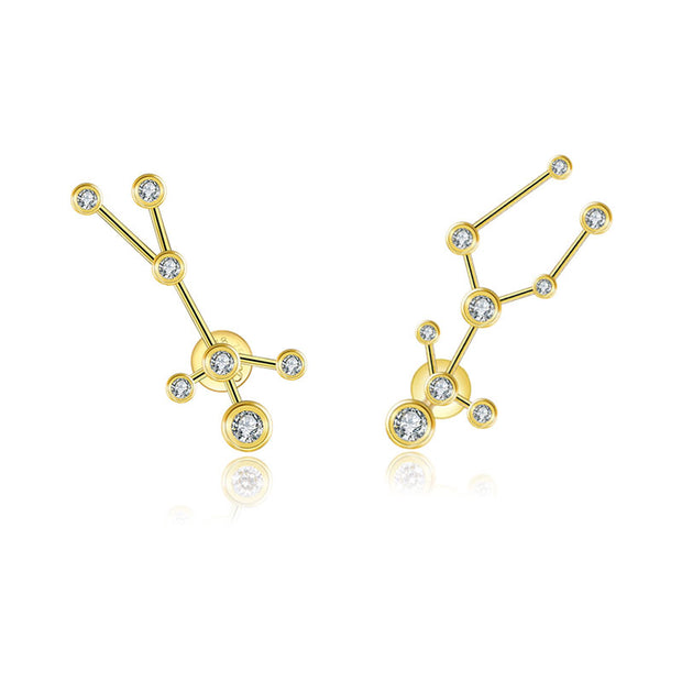 Gemini Zodiac Constellation Earring 18k Gold & Diamond - Genevieve Collection