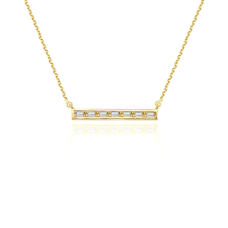 18k Gold Line Shape with Rectangle Diamond Necklace - Genevieve Collection