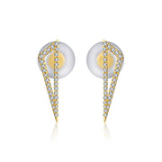 18k Gold Hollow Triangle Diamond Earring - Genevieve Collection