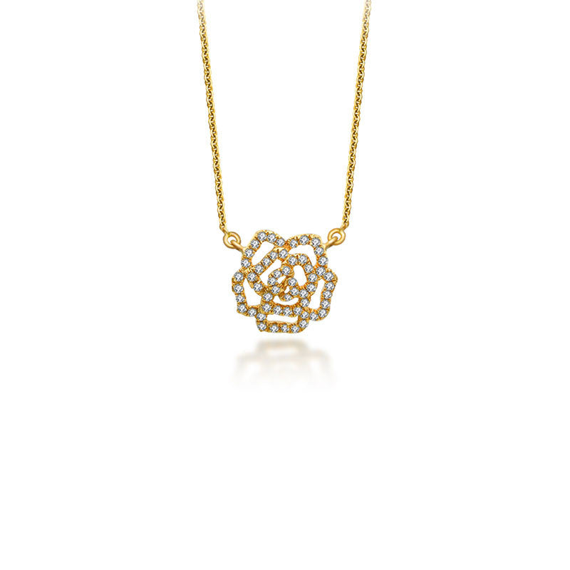 18k Gold Rose Diamond Necklace - Genevieve Collection