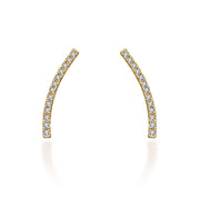 18k Gold Single Diamond Curved Bar Upward Earring - Genevieve Collection