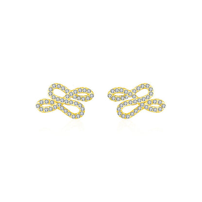 18k Gold Quadruple Curves Diamond Earring - Genevieve Collection