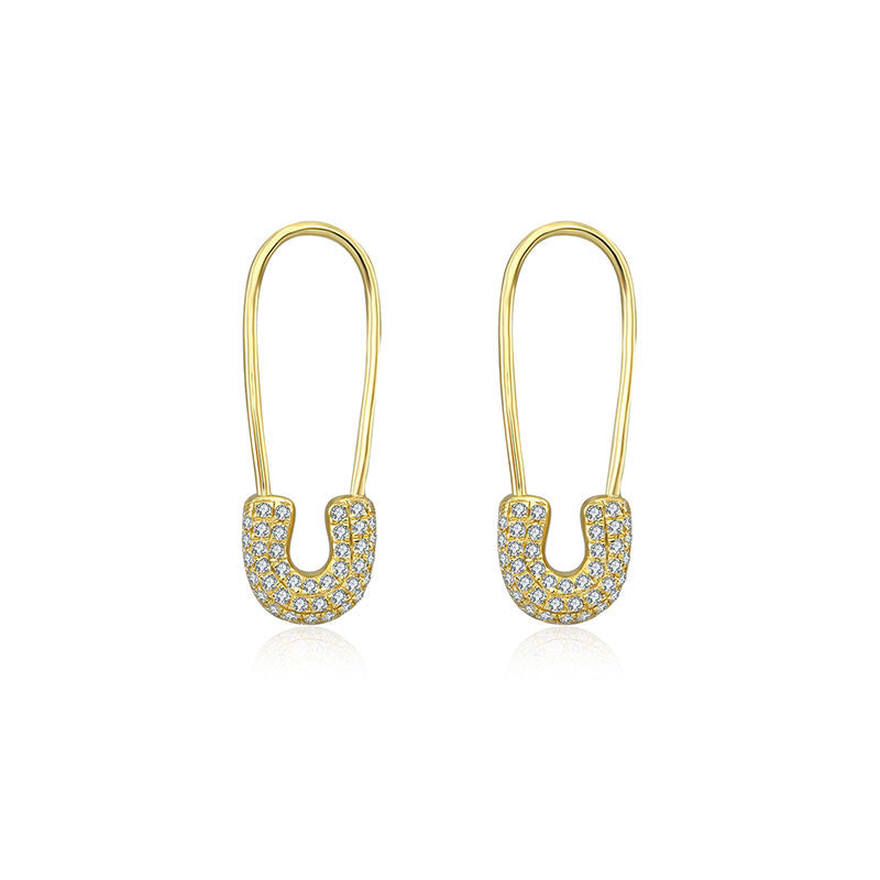 18k Gold Pin Shape Diamond Earring - Genevieve Collection