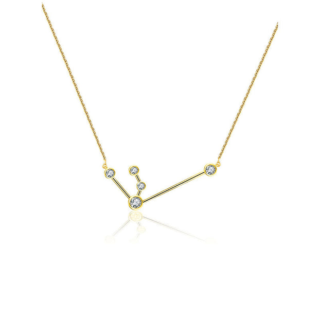 Aquarius Zodiac Constellation Necklace 18k Gold & Diamond - Genevieve Collection