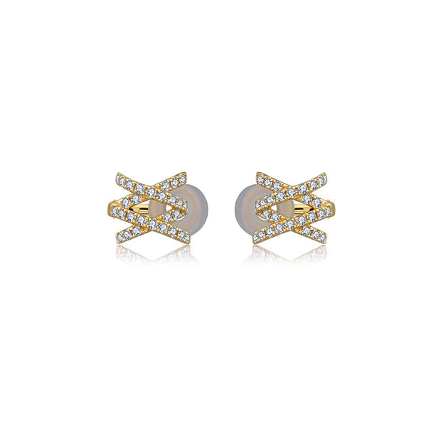 18k Gold Double Cross Diamond Ear Cuff - Genevieve Collection