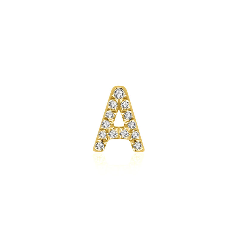 18k Gold Initial Letter "A" Diamond Pendant - Genevieve Collection