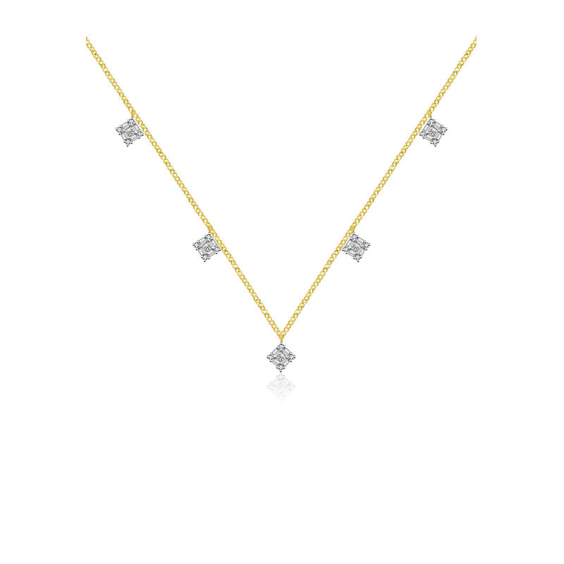 18k Gold Rhombus Shape Diamond Necklace / Choker - Genevieve Collection