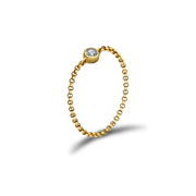 18k Gold Single Diamond Chain Ring - Genevieve Collection