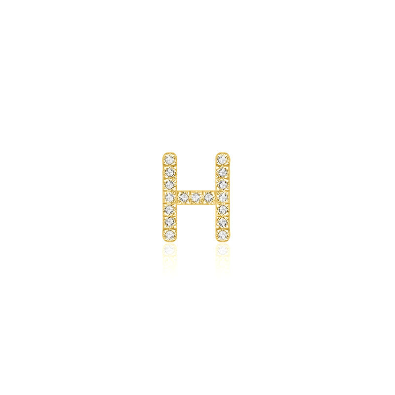 18k Gold Initial Letter "H" Diamond Pendant - Genevieve Collection