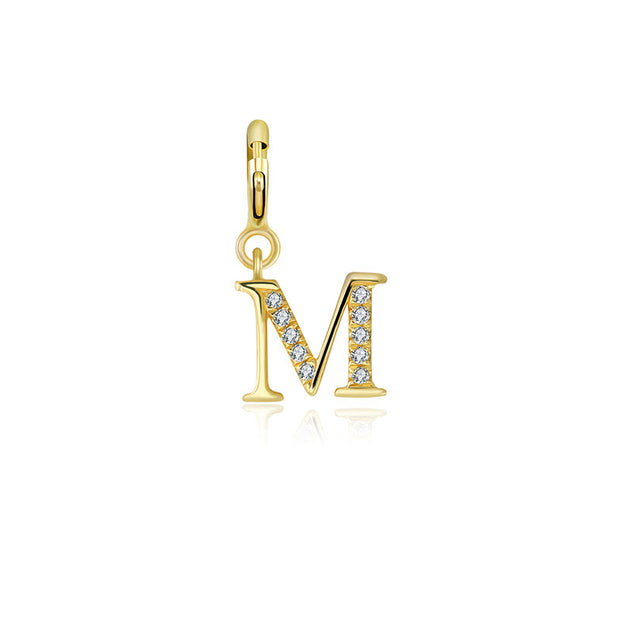 18k Gold Letter "M" Diamond Charms - Genevieve Collection