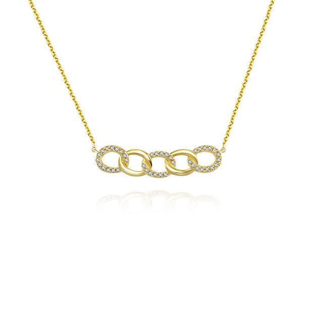 18k Gold Chain Shape Diamond Necklace - Genevieve Collection