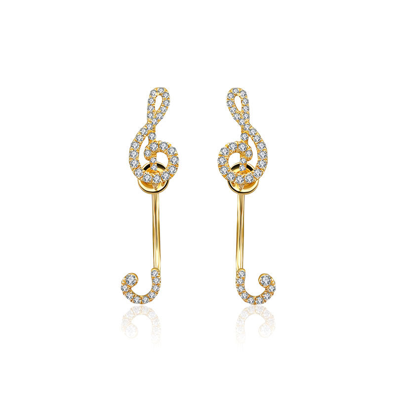 18k Gold G Clef Shape Diamond Earring - Genevieve Collection