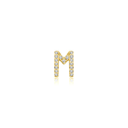 18k Gold Initial Letter "M" Diamond Pendant - Genevieve Collection