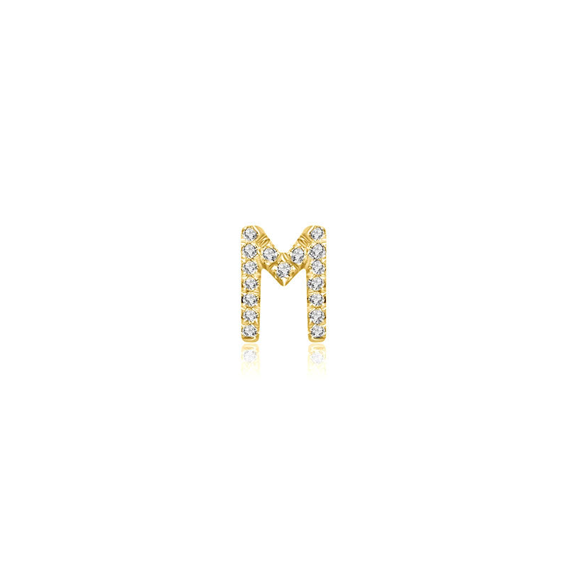 18k Gold Initial Letter "M" Diamond Pendant - Genevieve Collection