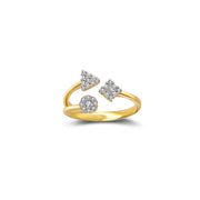 18k Gold Three Shape Diamond Open Ring - Genevieve Collection