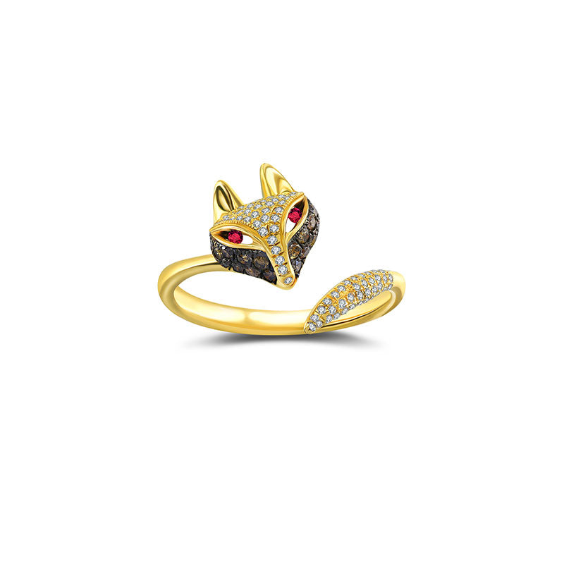 18k Gold Fox Shape Diamond Open Ring - Genevieve Collection