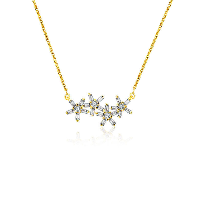 18k Gold Flower Shape Diamond Necklace - Genevieve Collection