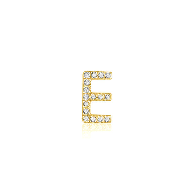 18k Gold Initial Letter "E" Diamond Pendant - Genevieve Collection
