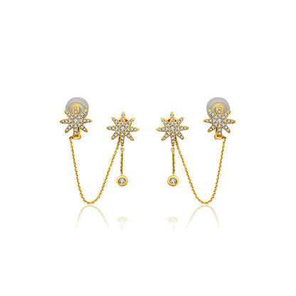 18k Gold Star Shape Diamond Ear Cuff & Earring - Genevieve Collection