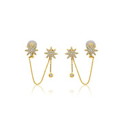 18k Gold Star Shape Diamond Ear Cuff & Earring - Genevieve Collection