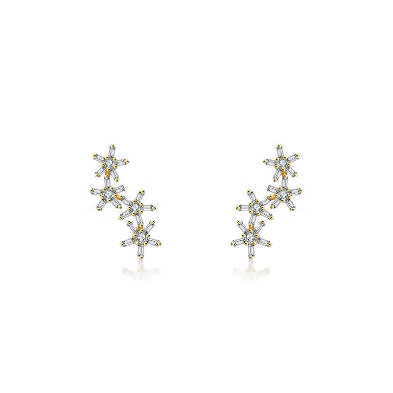 18k Gold Irregular Order Flower Shape Diamond Earring - Genevieve Collection