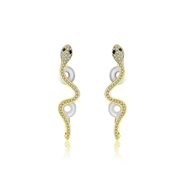 18k Gold Snake Diamond Ear Cuff - Genevieve Collection