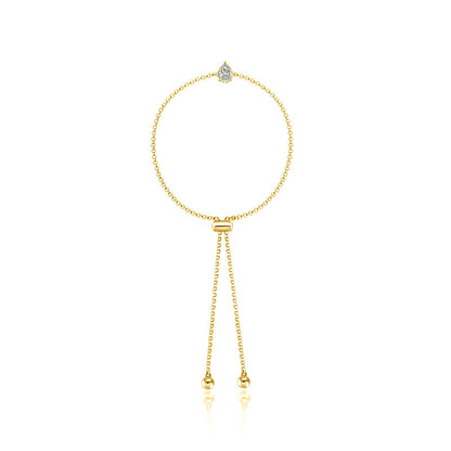 18k Gold Pear-Shaped Adjustable Diamond Bracelet - Genevieve Collection
