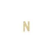 18k Gold Initial Letter "N" Diamond Pendant - Genevieve Collection