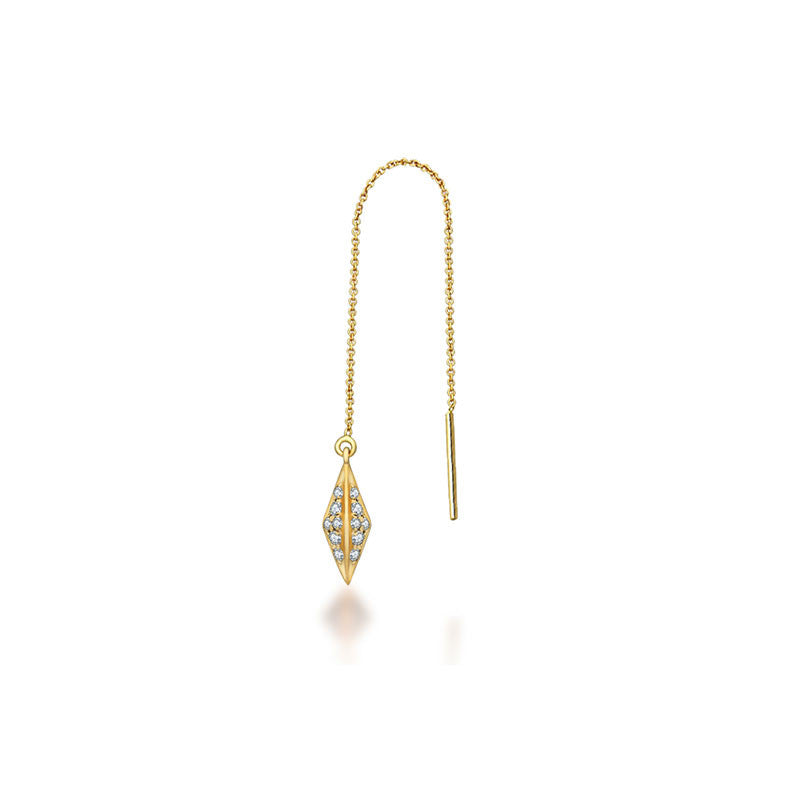18k Gold Rhombus Shape Chain Diamond Earring - Genevieve Collection