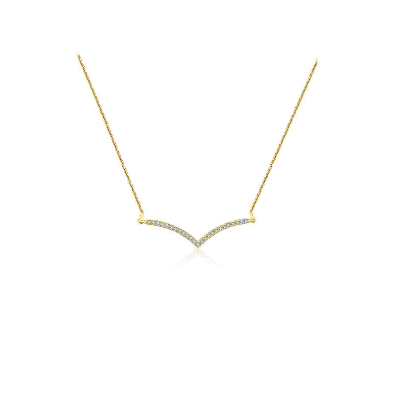 18k Gold Double Curve Diamond Necklace - Genevieve Collection