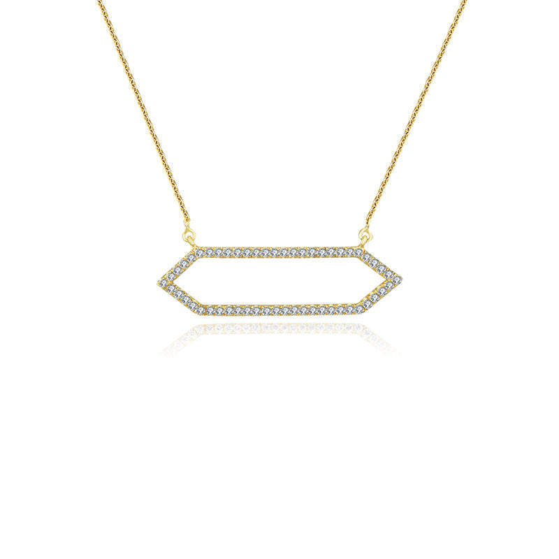 18k Gold Hollow Hexagonal Shape Diamond Necklace - Genevieve Collection