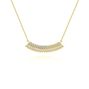 18k Gold Curve Shape with Rectangle Diamond Necklace - Genevieve Collection