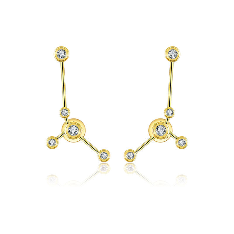 Cancer Zodiac Constellation Earring 18k Gold & Diamond - Genevieve Collection