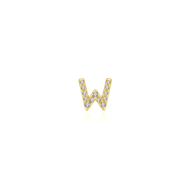 18k Gold Initial Letter "W" Diamond Pendant - Genevieve Collection
