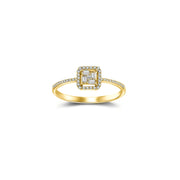 18k Gold Rectangle Shaped Diamond Ring - Genevieve Collection