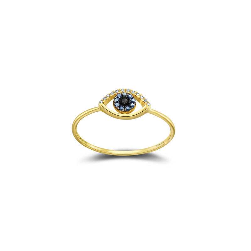 18k Gold Evil Eye Sapphire Diamond Ring - Genevieve Collection