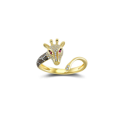 18k Gold Giraffe Shape Diamond Open Ring - Genevieve Collection